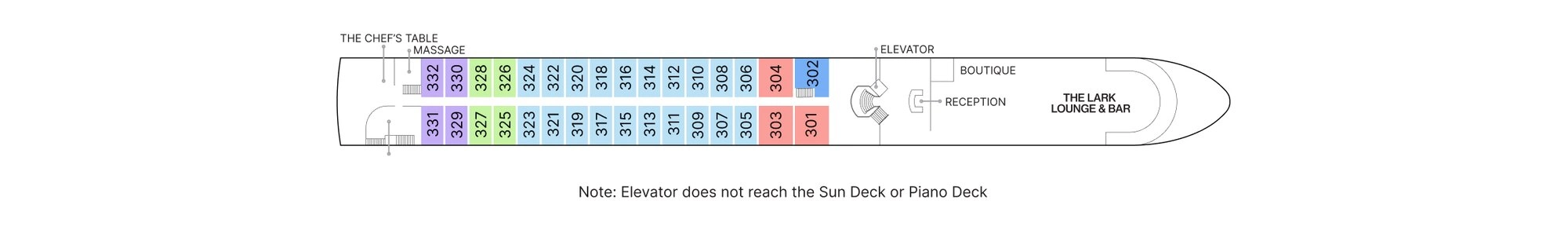 AmaDolce, Deck 3: official cabin and venue layout