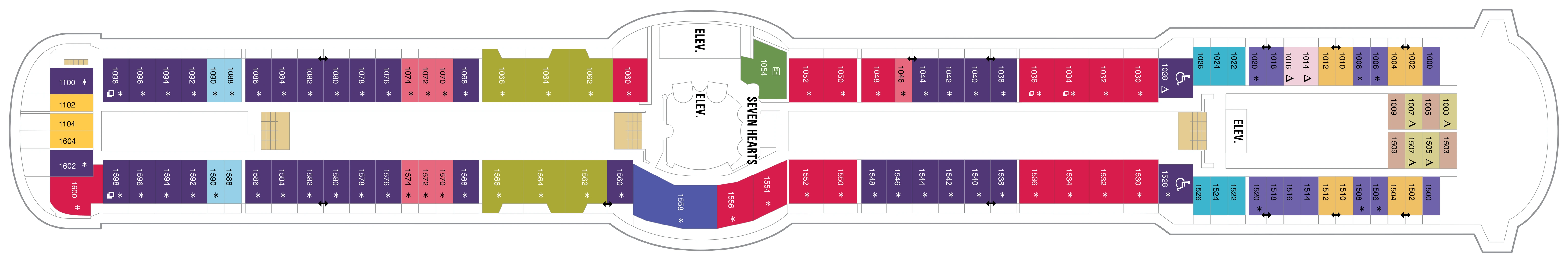 Radiance of the Seas, Deck 10: official cabin and venue layout