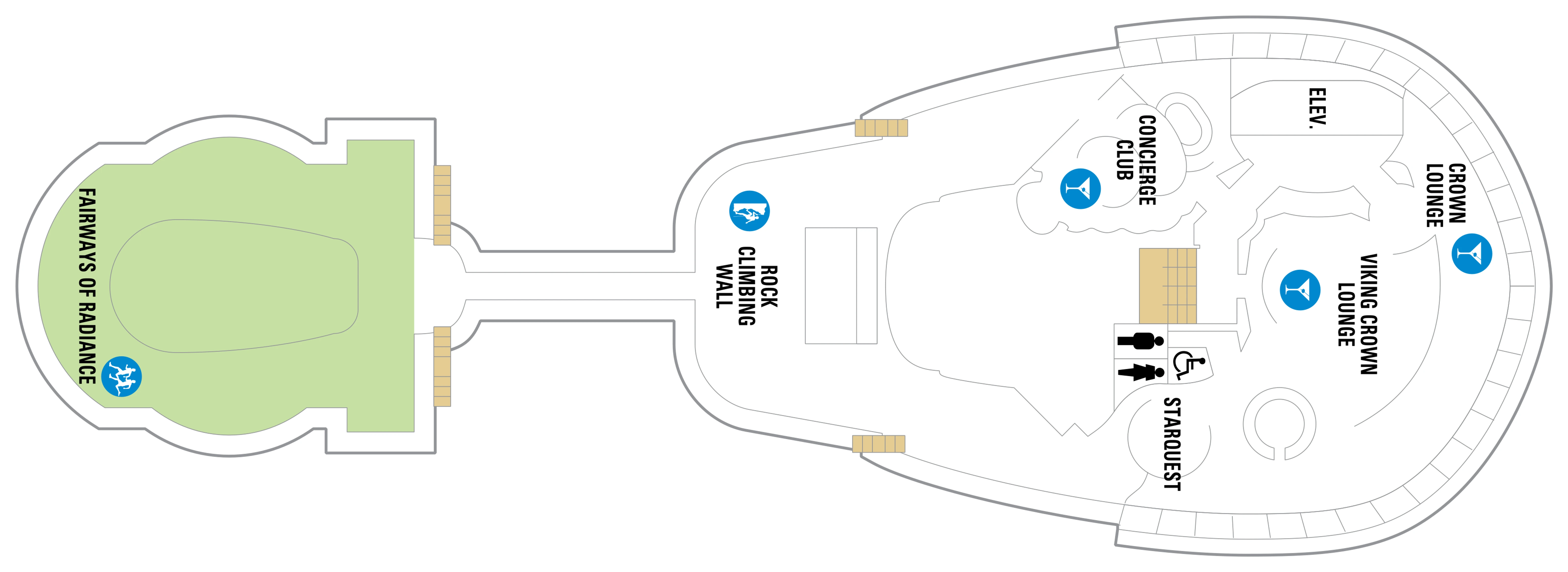 Radiance of the Seas, Deck 13: official cabin and venue layout