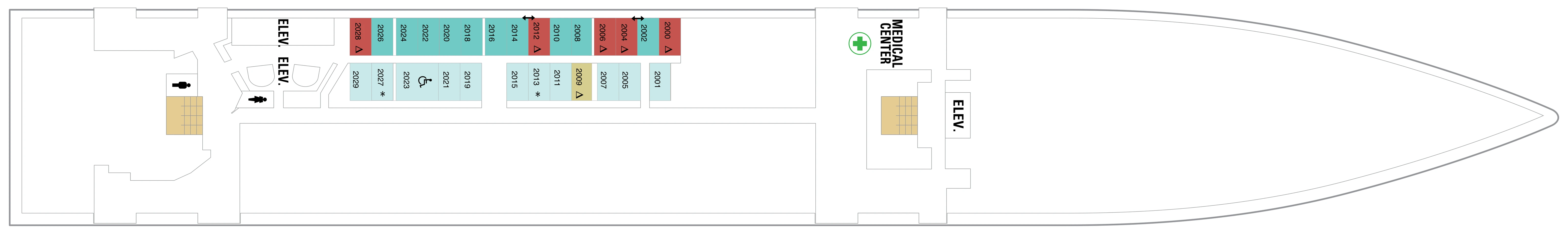 Radiance of the Seas, Deck 2: official cabin and venue layout
