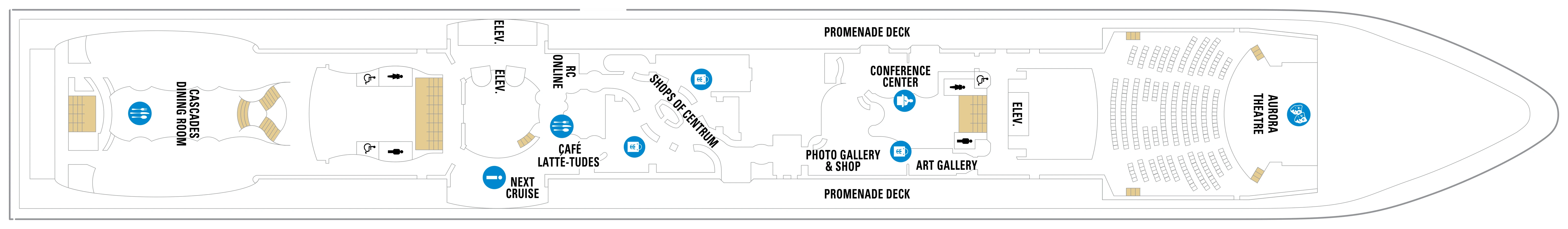 Radiance of the Seas, Deck 5: official cabin and venue layout