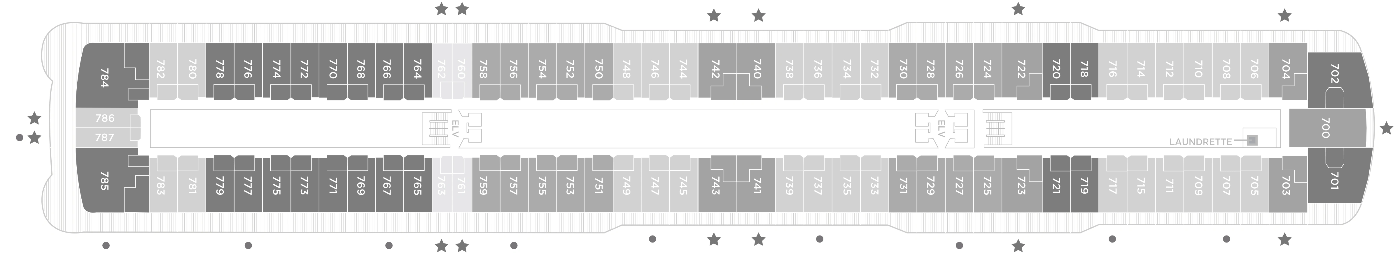 Seven Seas Explorer, Deck 7: official cabin and venue layout