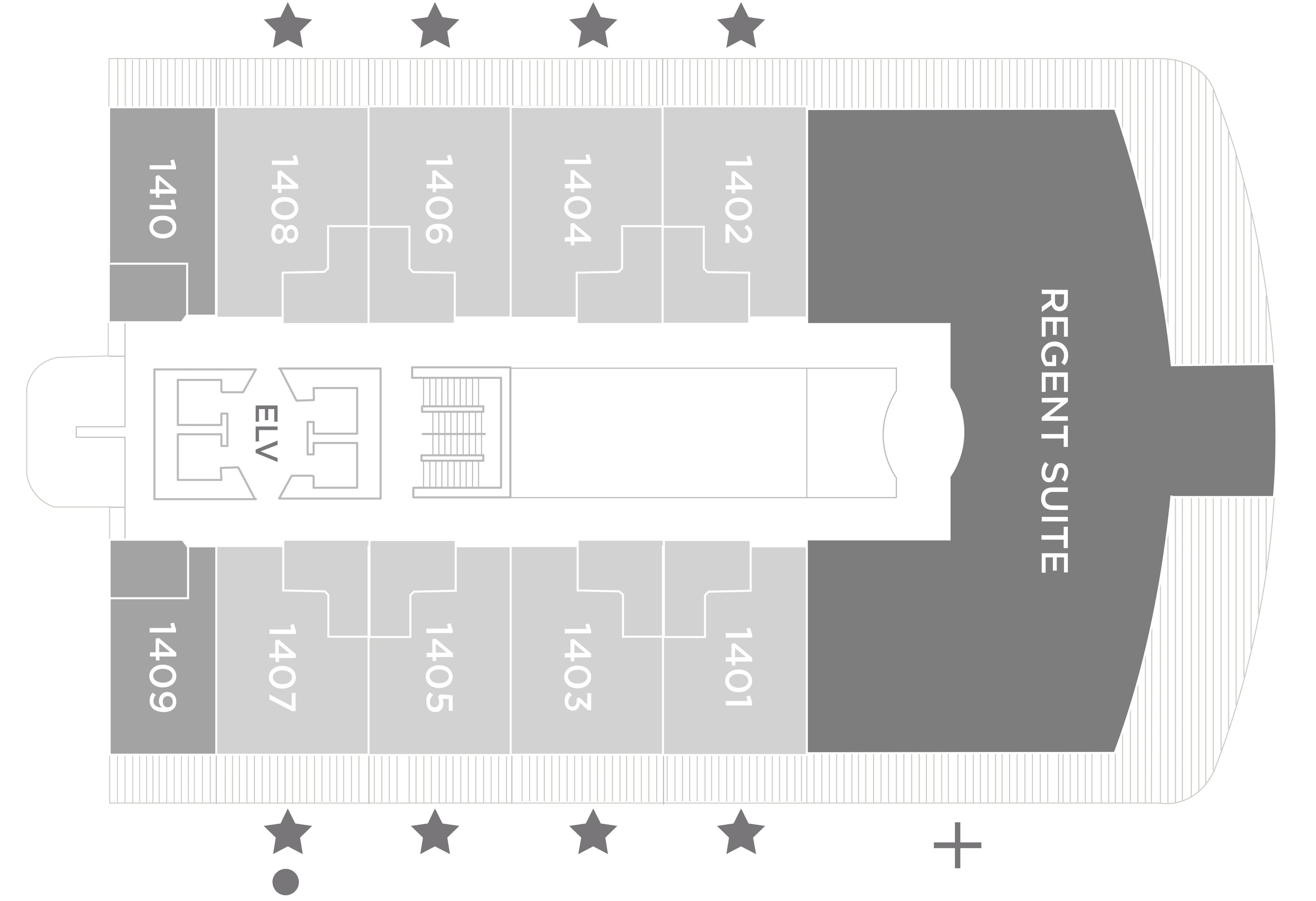 Seven Seas Explorer, Deck 14: official cabin and venue layout