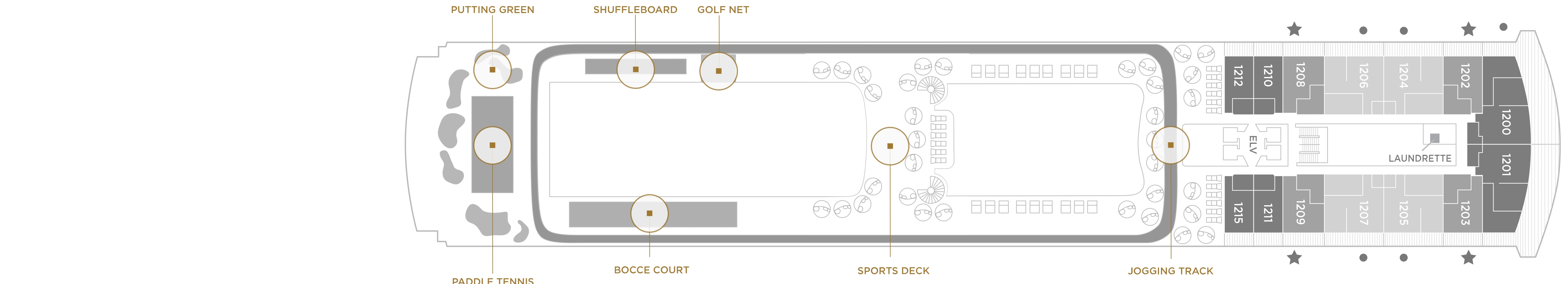 Seven Seas Explorer, Deck 12: official cabin and venue layout