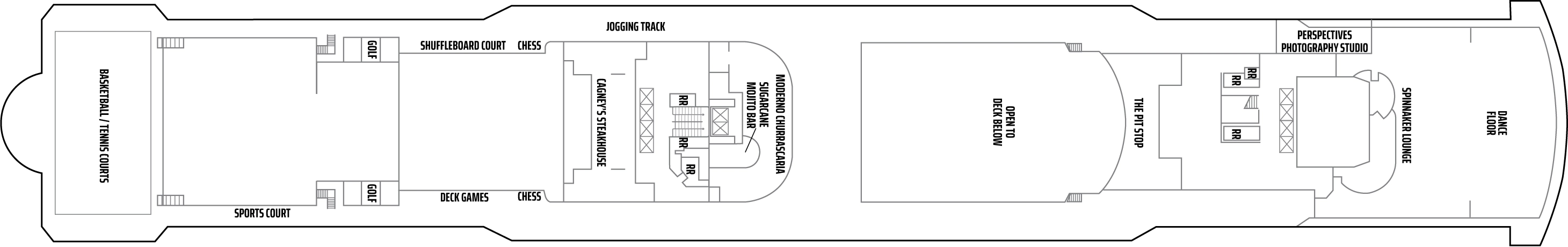 Norwegian Jewel, Deck 13: official cabin and venue layout