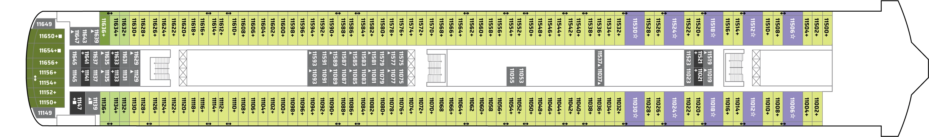 Norwegian Jewel, Deck 11: official cabin and venue layout