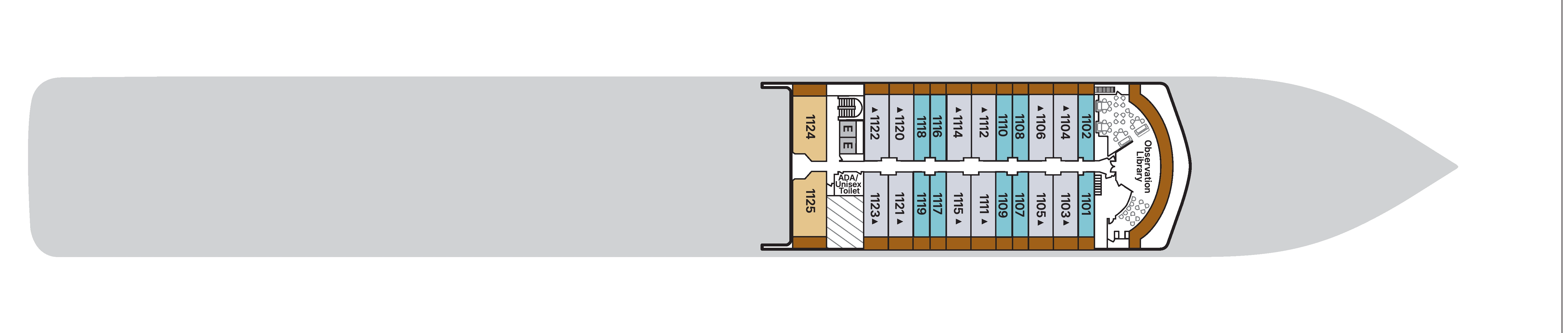 Silver Spirit, Deck 11: official cabin and venue layout