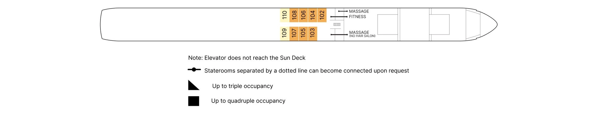 AmaMaria, Deck 1: official cabin and venue layout