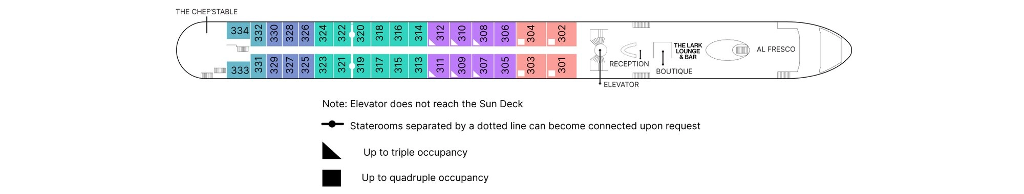 AmaMaria, Deck 3: official cabin and venue layout