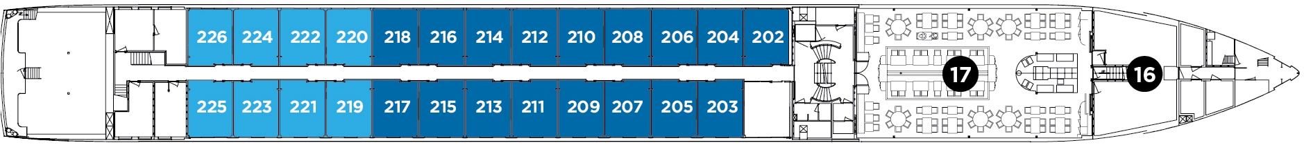 Avalon Imagery II, Deck 2: official cabin and venue layout