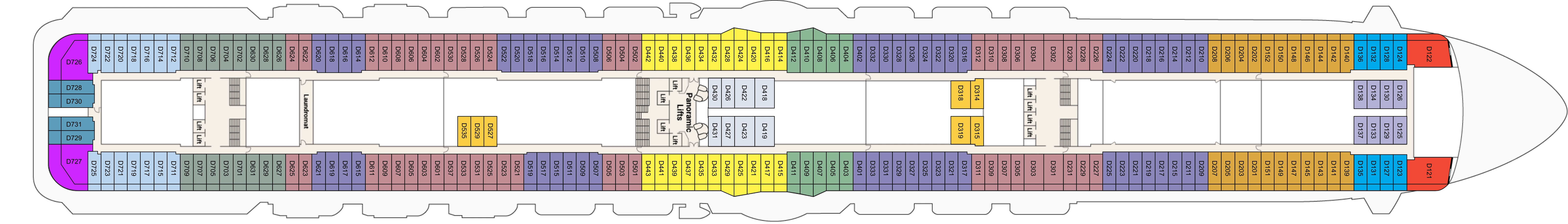 Royal Princess, Deck 9: official cabin and venue layout