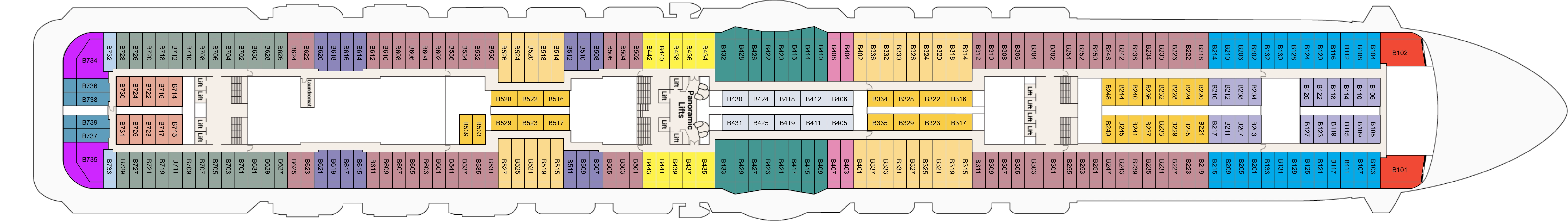 Royal Princess, Deck 11: official cabin and venue layout