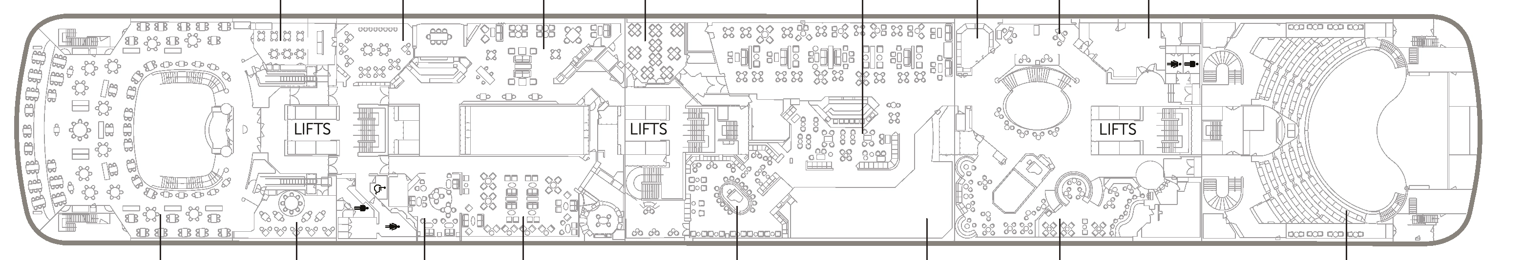 Borealis, Deck 5: official cabin and venue layout