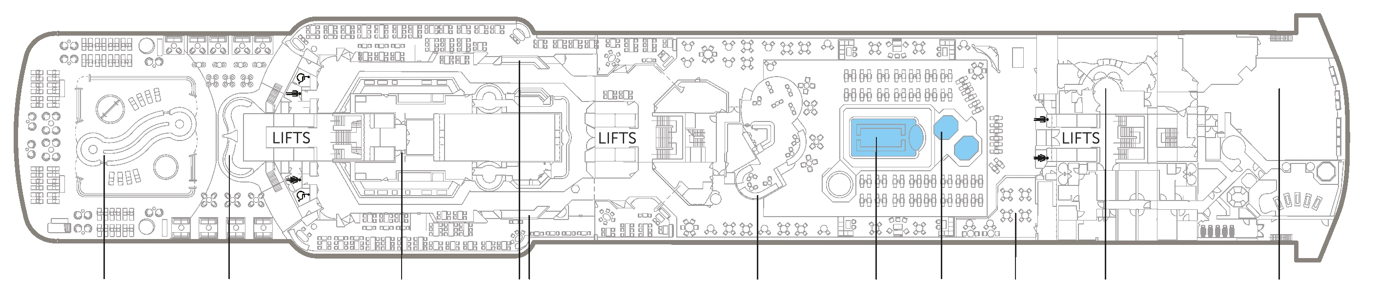 Borealis, Deck 8: official cabin and venue layout