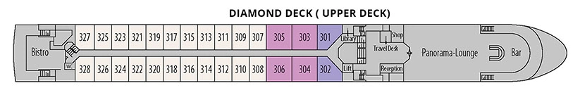 George Eliot, Deck 3: official cabin and venue layout