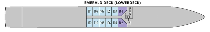 George Eliot, Deck 1: official cabin and venue layout