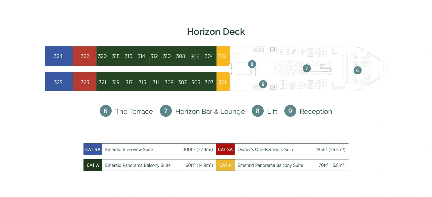 Emerald Radiance, Deck 3: official cabin and venue layout