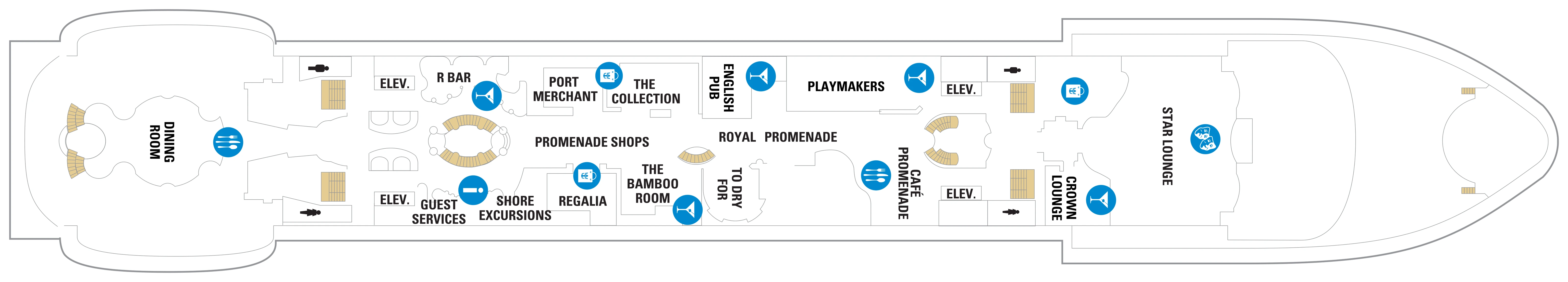 Navigator of the Seas, Deck 5: official cabin and venue layout