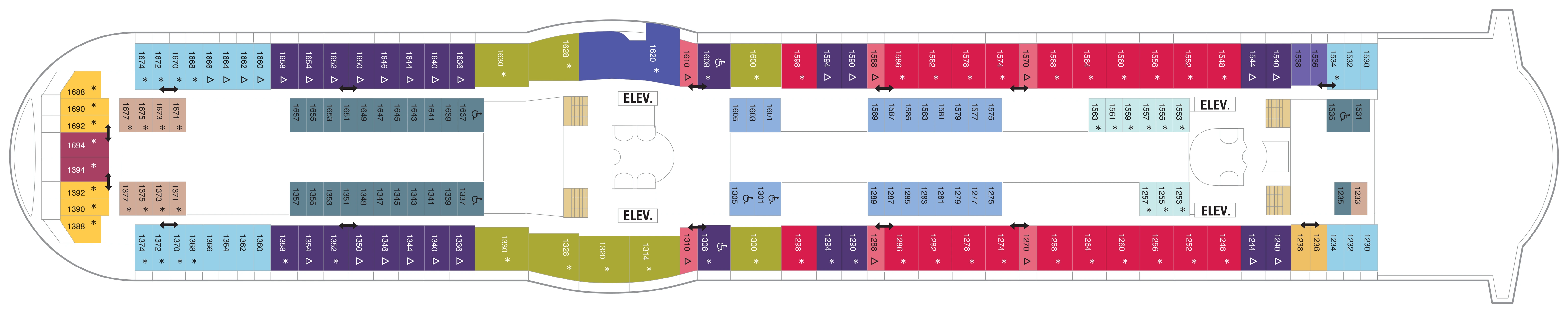 Navigator of the Seas, Deck 10: official cabin and venue layout