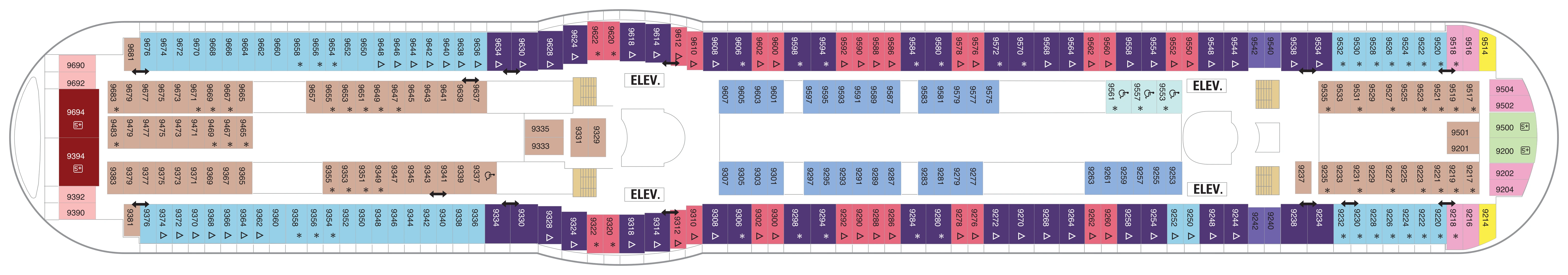 Navigator of the Seas, Deck 9: official cabin and venue layout