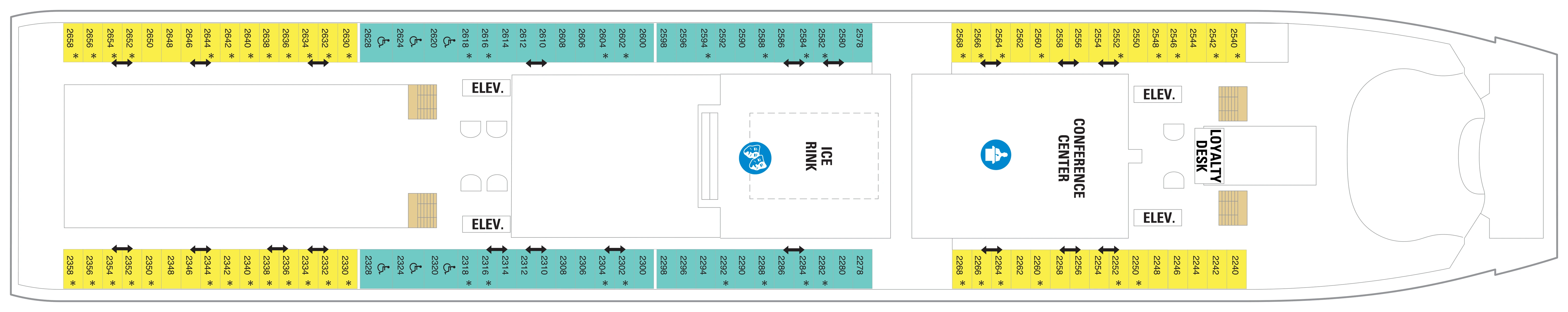 Navigator of the Seas, Deck 2: official cabin and venue layout