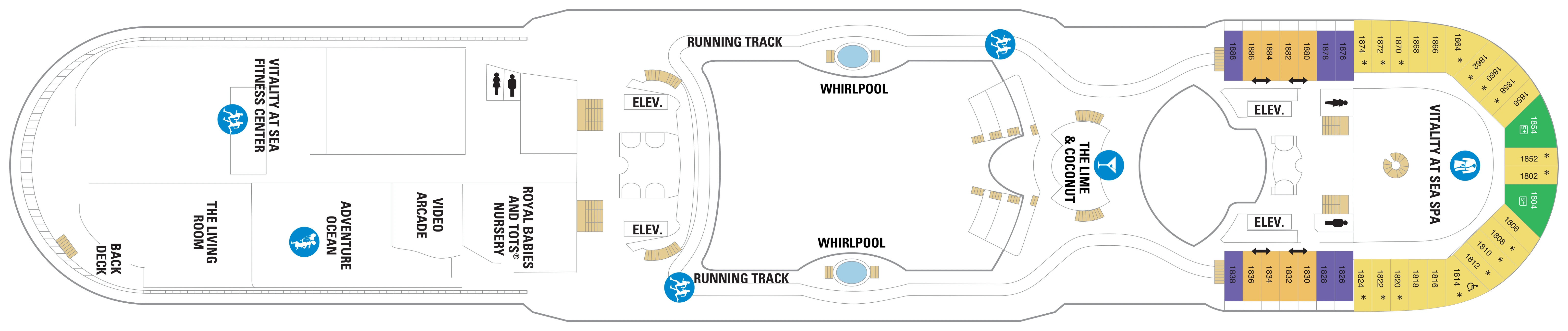 Navigator of the Seas, Deck 12: official cabin and venue layout
