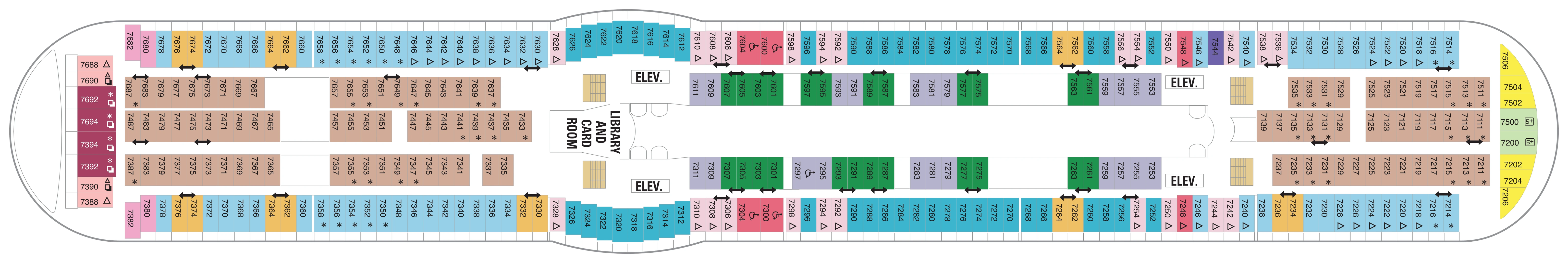 Navigator of the Seas, Deck 7: official cabin and venue layout