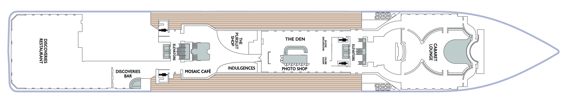 Azamara Pursuit, Deck 5: official cabin and venue layout