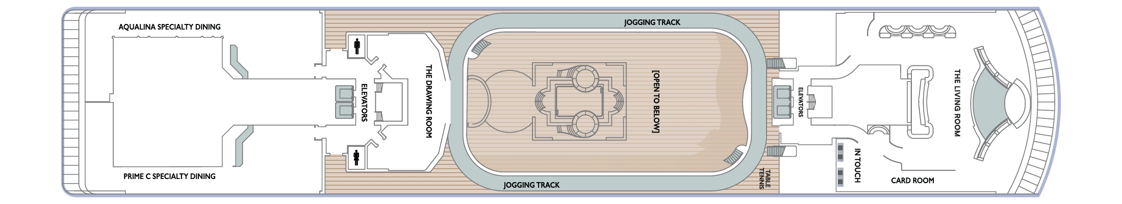 Azamara Pursuit, Deck 10: official cabin and venue layout