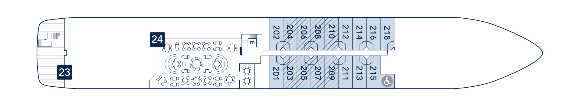 SeaDream II, Deck 2: official cabin and venue layout