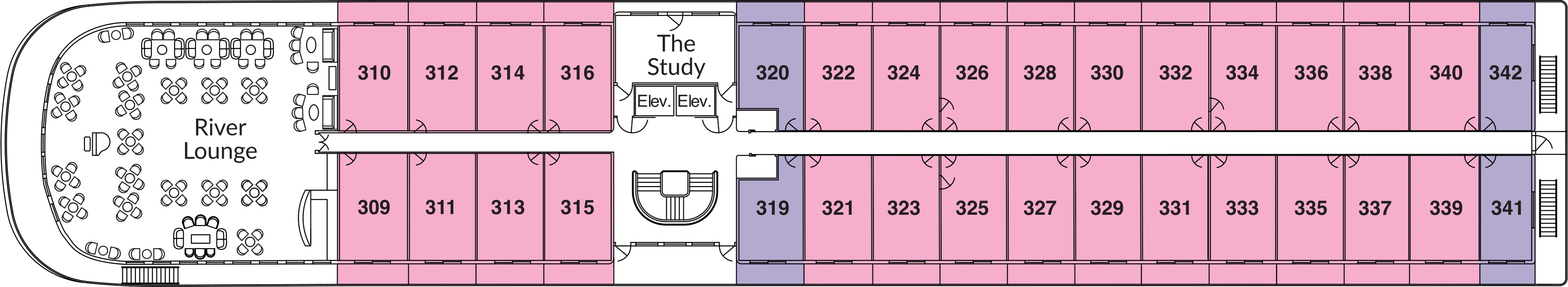 American Symphony, Deck 3: official cabin and venue layout