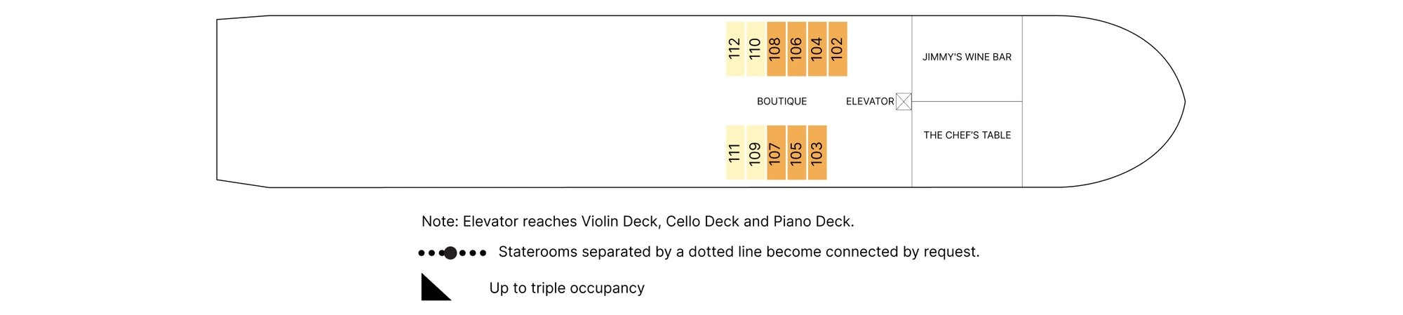 AmaMagna, Deck 1: official cabin and venue layout