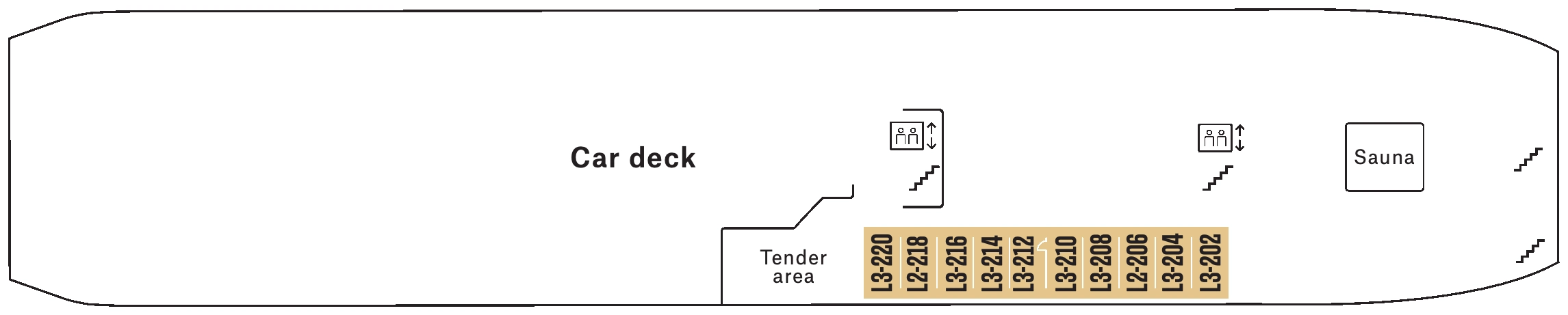 Richard With, Deck 2: official cabin and venue layout