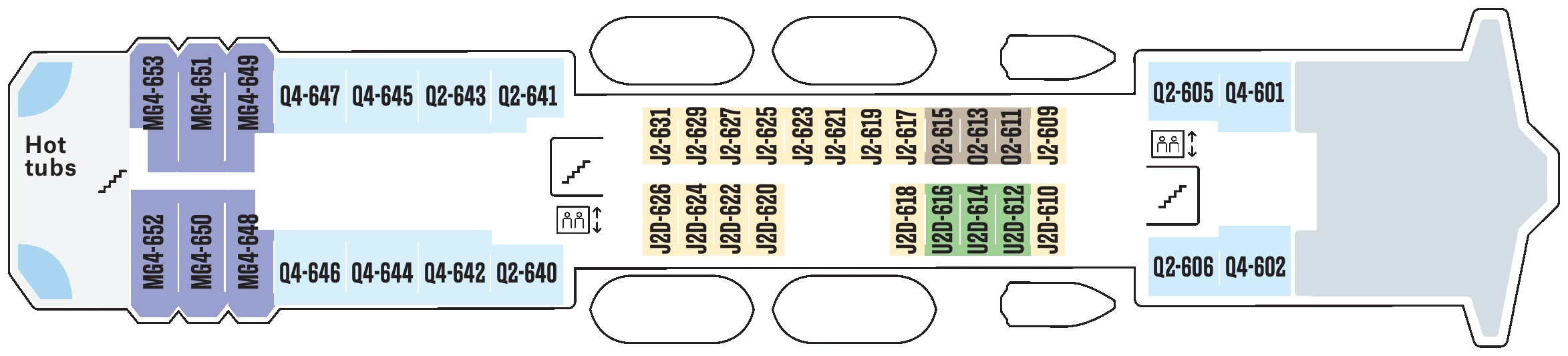 Richard With, Deck 6: official cabin and venue layout