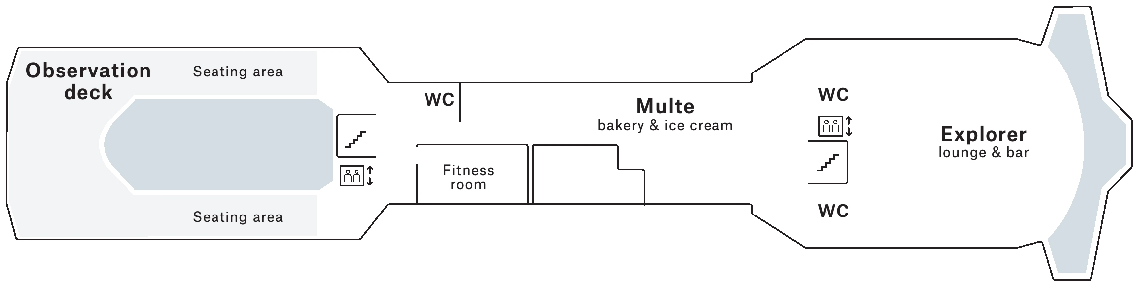Richard With, Deck 7: official cabin and venue layout