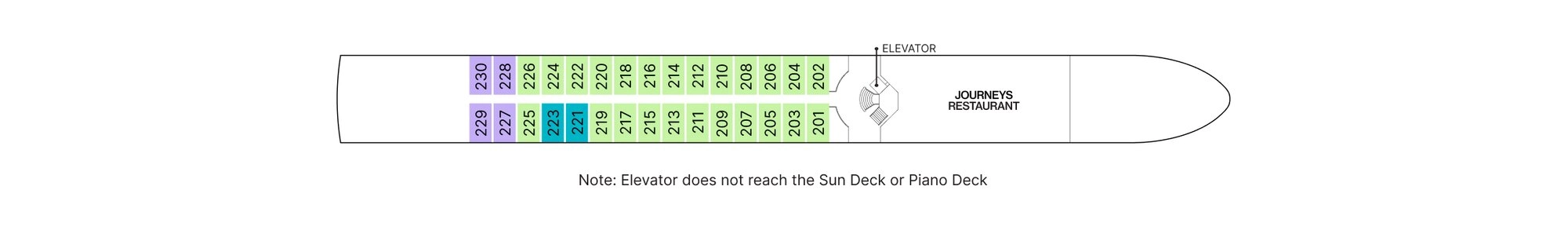 AmaCello, Deck 2: official cabin and venue layout
