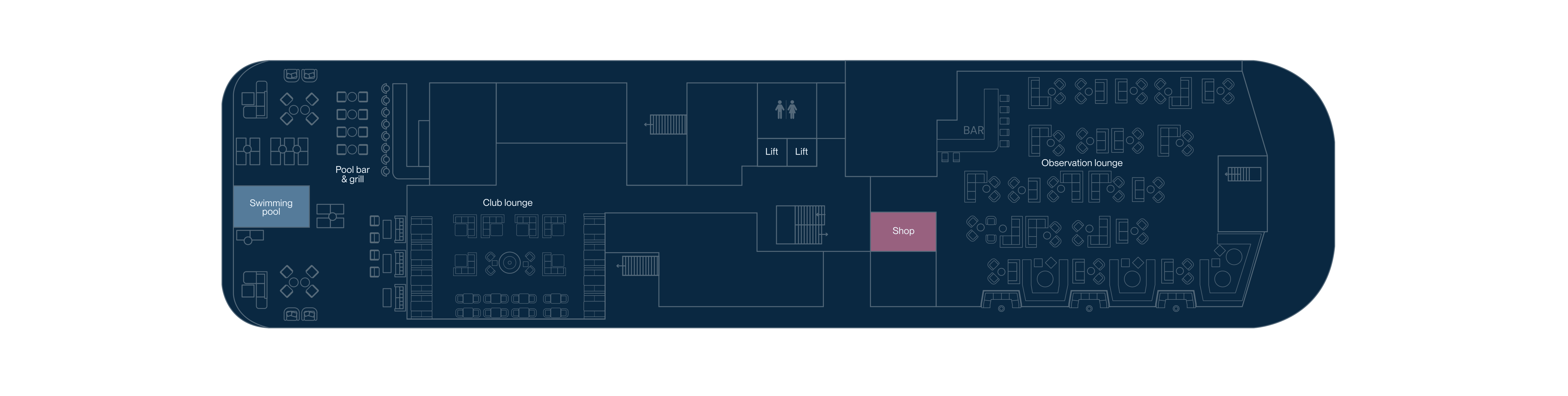 SH Minerva, Deck 7: official cabin and venue layout