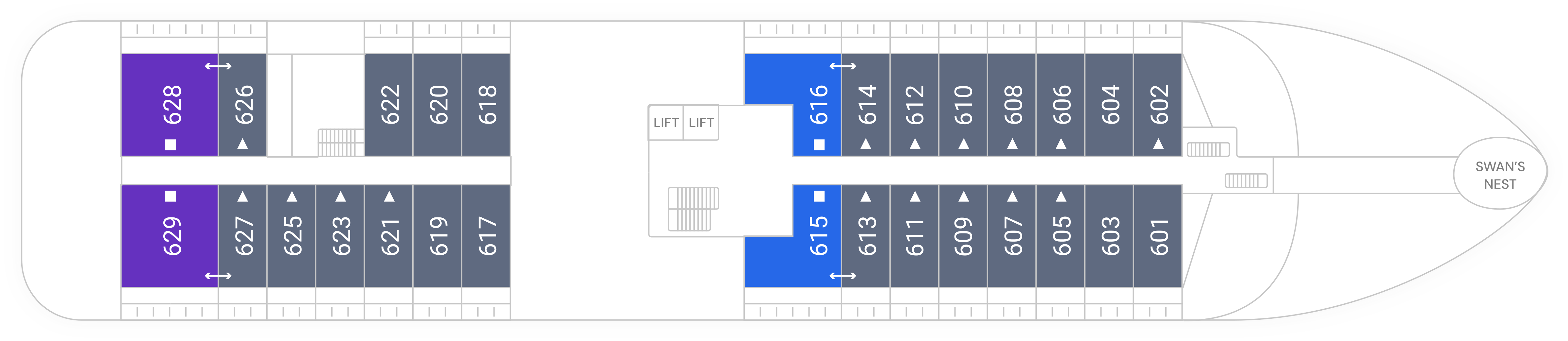 SH Minerva, Deck 6: official cabin and venue layout