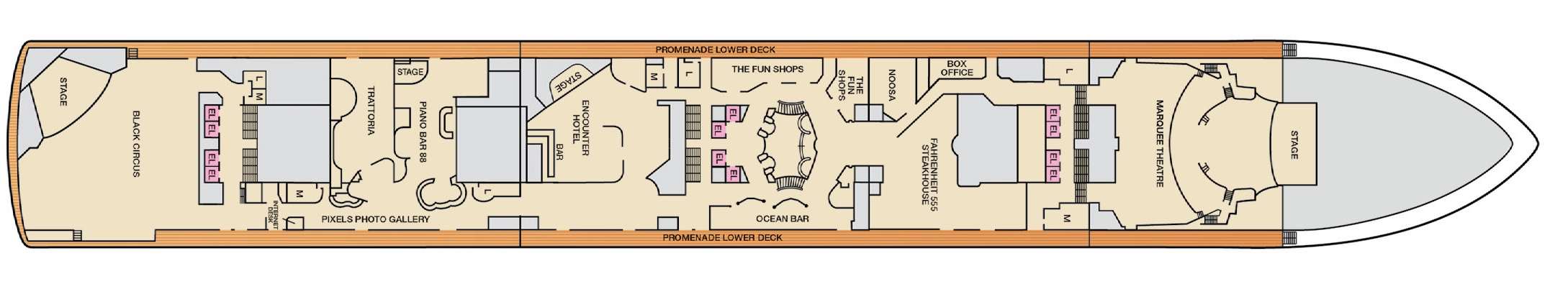 Carnival Encounter, Deck 7: official cabin and venue layout