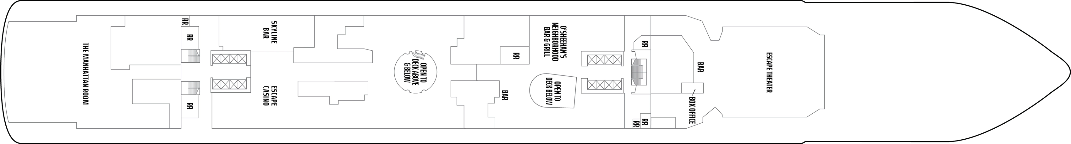 Norwegian Escape, Deck 7: official cabin and venue layout