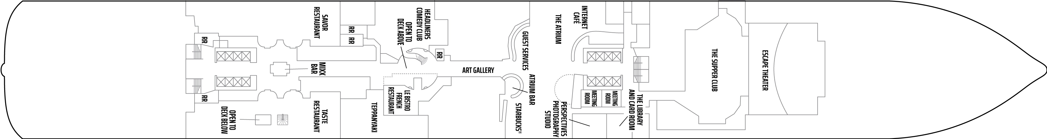 Norwegian Escape, Deck 6: official cabin and venue layout