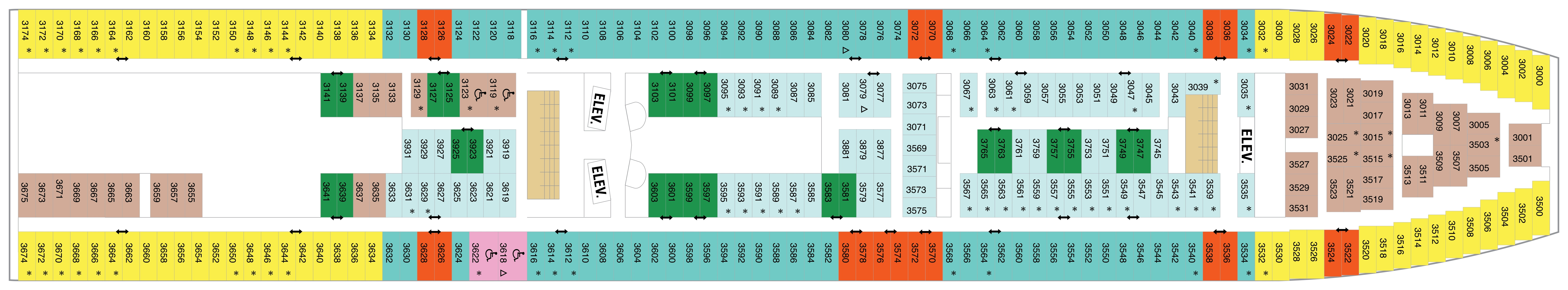 Enchantment of the Seas, Deck 3: official cabin and venue layout