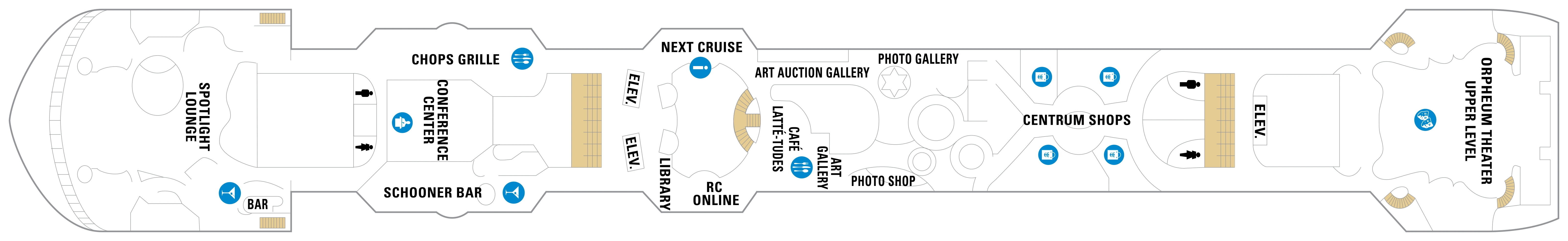 Enchantment of the Seas, Deck 6: official cabin and venue layout