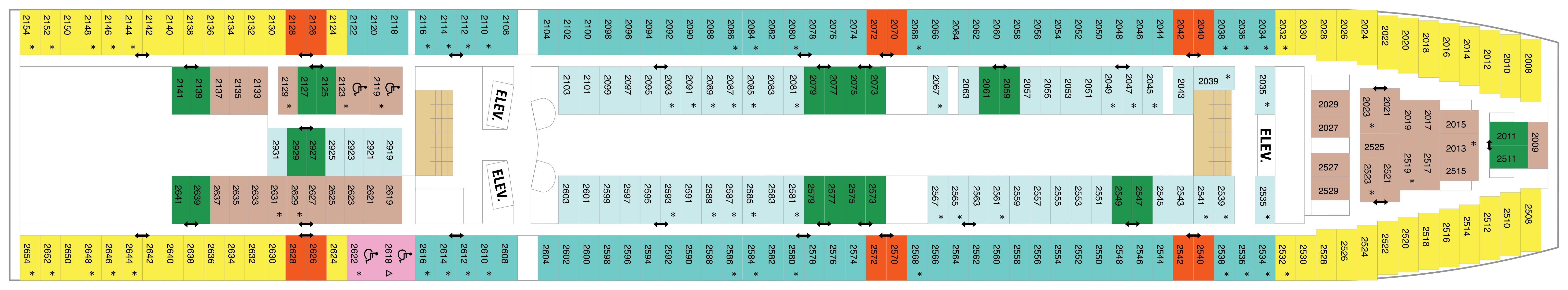 Enchantment of the Seas, Deck 2: official cabin and venue layout