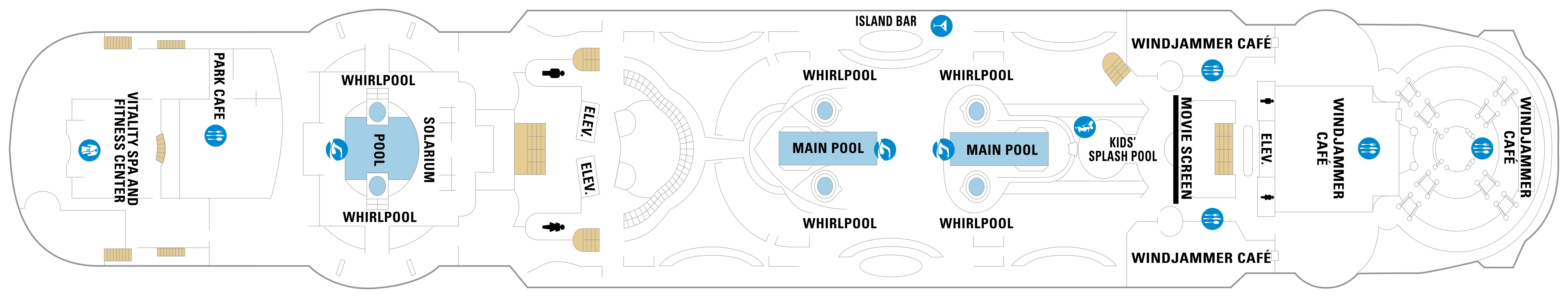 Enchantment of the Seas, Deck 9: official cabin and venue layout