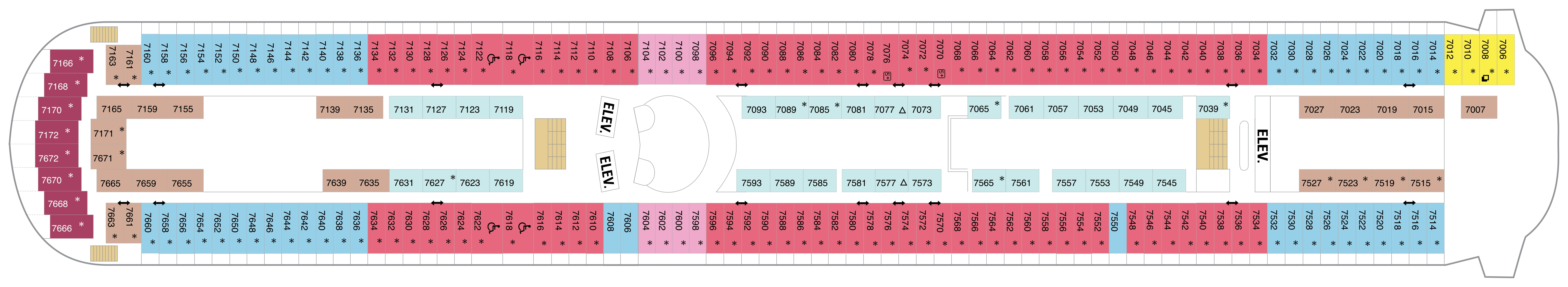Enchantment of the Seas, Deck 7: official cabin and venue layout