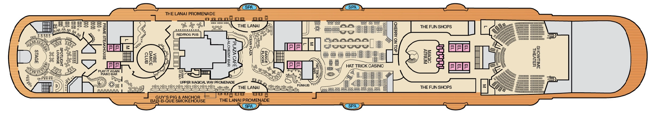 Carnival Magic, Deck 5: official cabin and venue layout