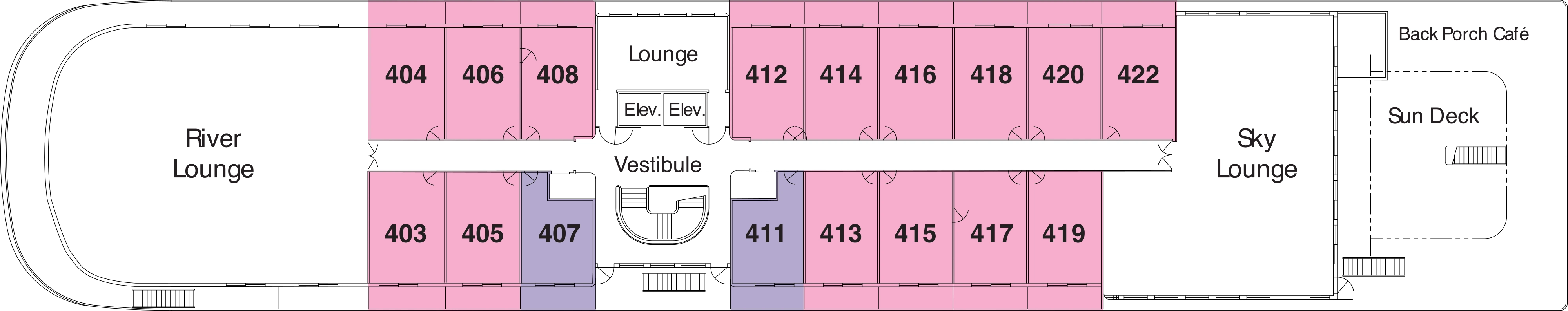 American Jazz, Deck 4: official cabin and venue layout