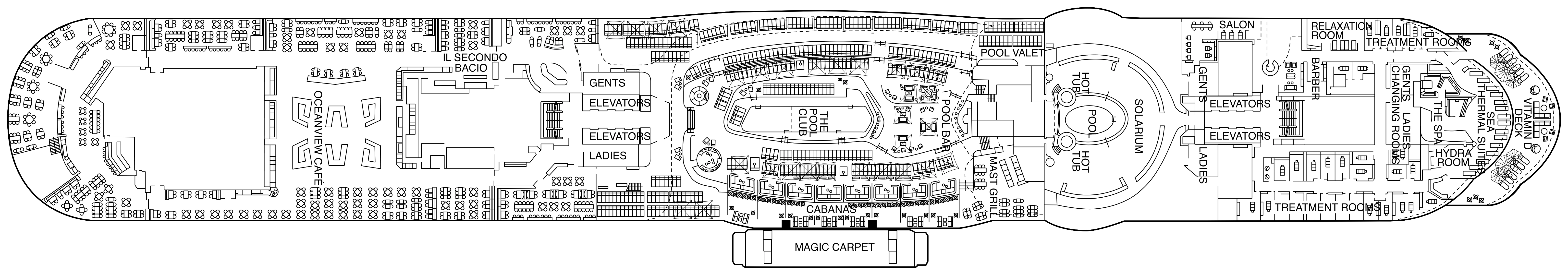 Celebrity Xcel, Deck 14: official cabin and venue layout