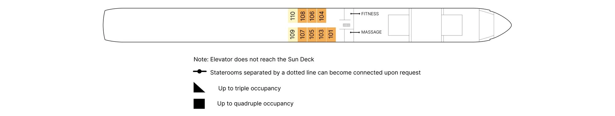 AmaKristina, Deck 1: official cabin and venue layout